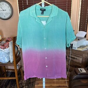 FOREVER 21 Men's Green and Purple Shirt